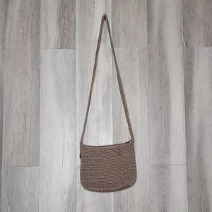 The Sak Taupe Handmade Crocheted Knit Woven Boho‎ Shoulder Bag